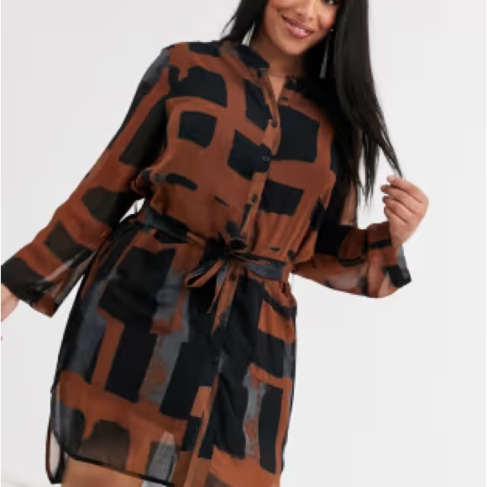 Religion Plus belted shirt dress in abstract print